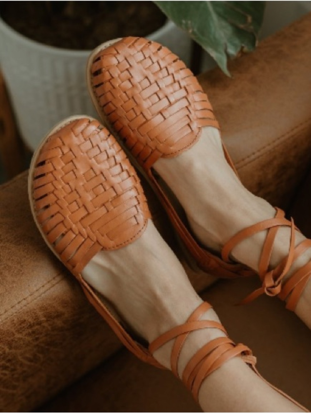 The Huarache Slip-On by Anya Barefoot Style Woven Leather Sandals Flats